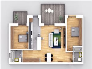 Apartament 2 camere la cheie cu terasa , Selimbar
